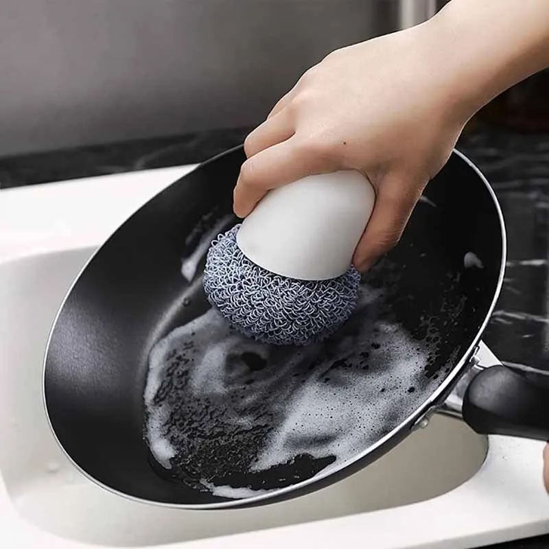 

Household Pot and Dishwashing Brushes Kitchen Bathroom Cleaning Brush Removable Cleaning Ball with Handle Home Cleaning Tools