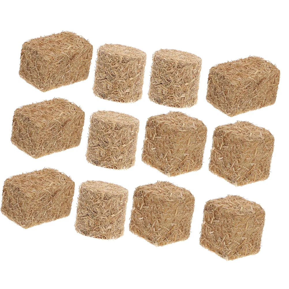 

12pcs Stackable Haystack Autumn Style Mini Hayrick Ornament Scene Hay Bales