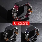 Ремешок из натуральной кожи, с бусинами, для Apple Watch 38 мм, 40 мм, 42 мм, 44 мм, Apple iWatch Series 3, 4, 5, 6, SE