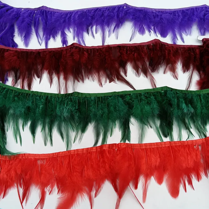 

5-10 Meters Saddle Pheasant Feathers Trim Fringe Ribbons Burgundy Rooster Clothes Sewing Accessories Diy Plumes for Crafts Decor