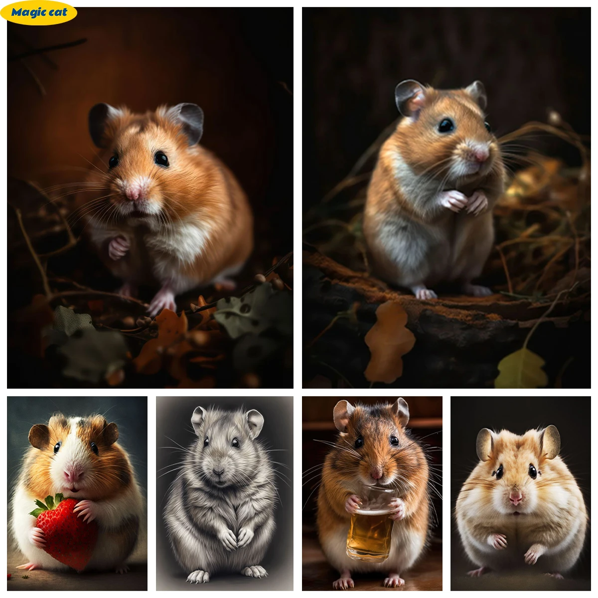 Симпатичный Хомяк 5D алмазная вышивка маленькая мышь портрет сделай сам живопись