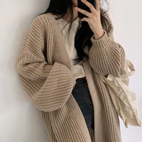 blouse mujer retro loose sweater jacket solid color oversized pullover korean fashion clothes loose casual long knitted cardigan