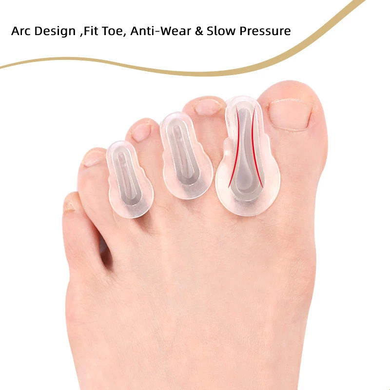 

4Pcs=2Pairs Silicone Finger Toe Spacers Corrector Separator Stretcher Straightener Bunion Protector Pain Relief Foot Care Tool