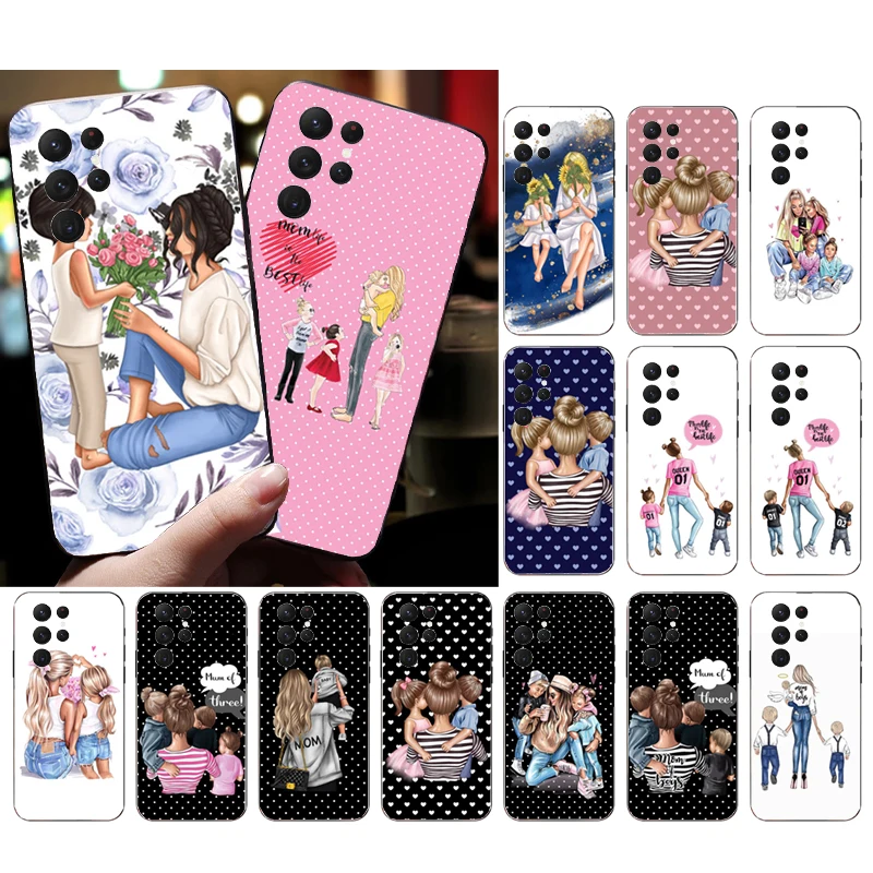 

Mama Mom Daughter Son Phone Case for Samsung Galaxy S23 S22 S21 S20 Ultra S20 S22 S21 S10E S20FE Note 10Plus 20 Ultra Funda