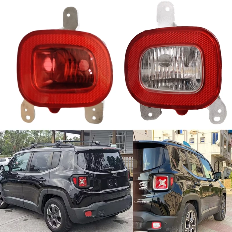 

Rear Bumper Light Tail Brake Reflector Lamp Stop Bulbs Cover for Jeep Renegade 2015-2018 68255513AA 68255514AA