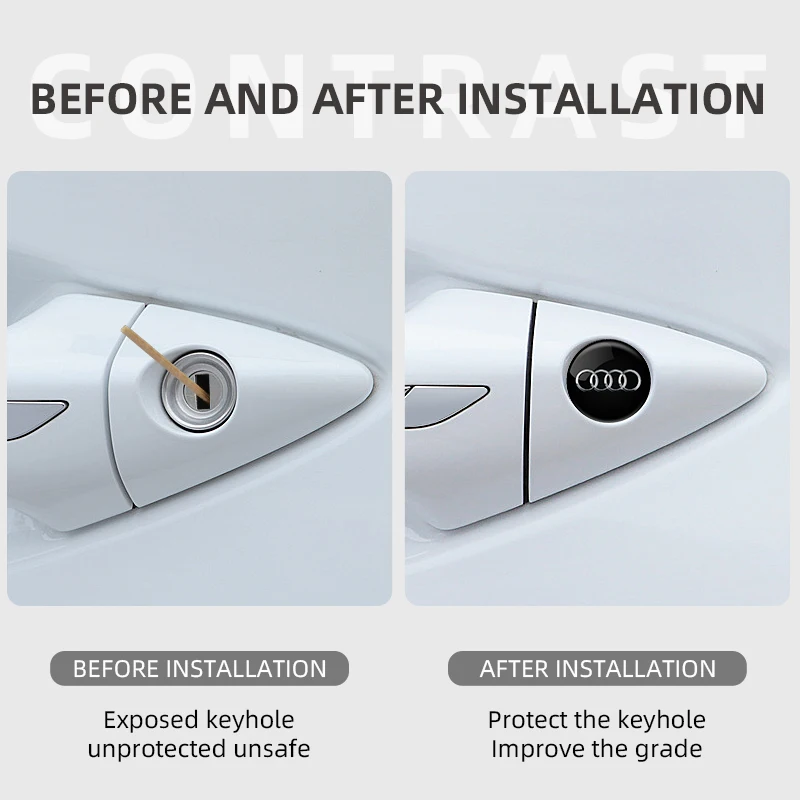 2 шт. защитные наклейки на замочную скважину автомобиля эмблема для Audi A3 A4 A5 A6 A7 A8 S3