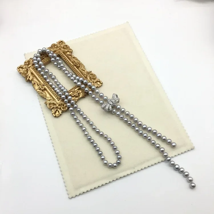 Элегантное серое длинное жемчужное ожерелье свитер-цепочка стильное