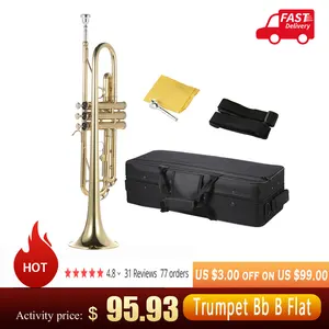 Музыкальный Bb труба B плоский латунный тромпеток изысканный прочный тромпед музыкальный инструмент с мундштуком перчатки ремешок чехол