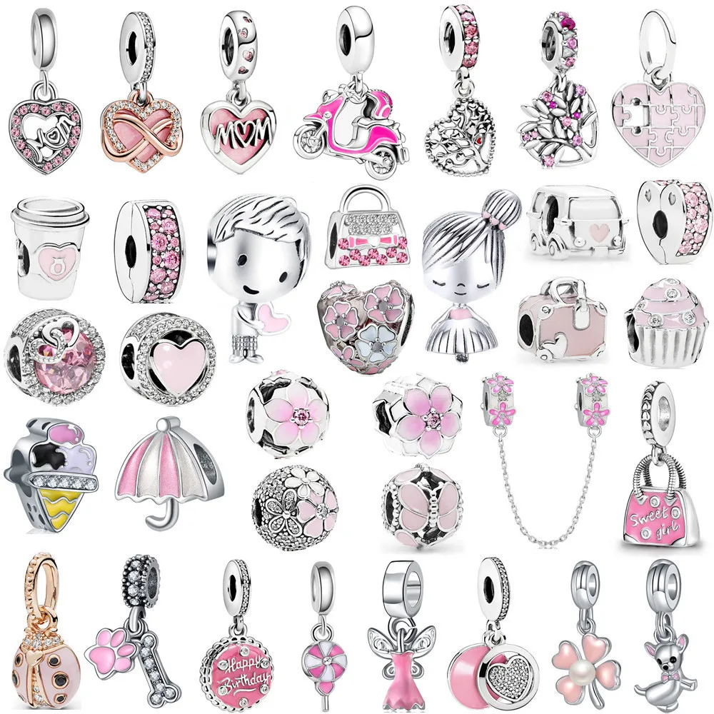 

1Pcs New Pink Umbrella Bag Lollipop Flower Bead Pendant DIY Bracelet Necklace Accessory Women Jewelry Making Gifts