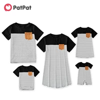 patpat stripe series family matching outfits sets short sleeve t shirt dresses for mommy and girl matching clothing sets