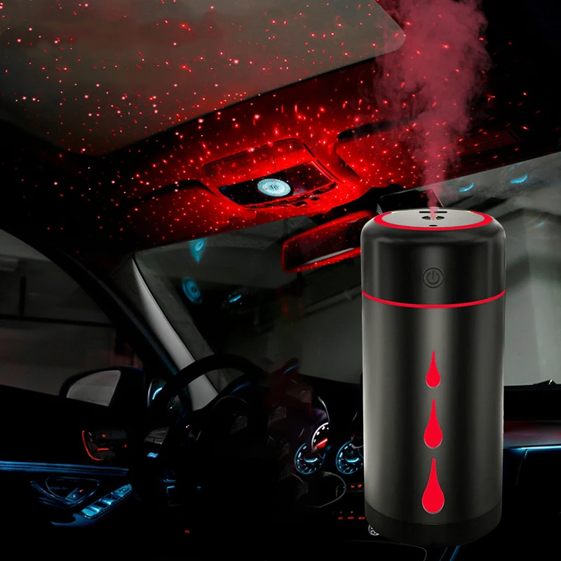 

300ml Car Air Humidifier Starry Atmosphere Light Aroma Essential Oil Diffuser USB Low Decibel Mute Humidifier for Car Household