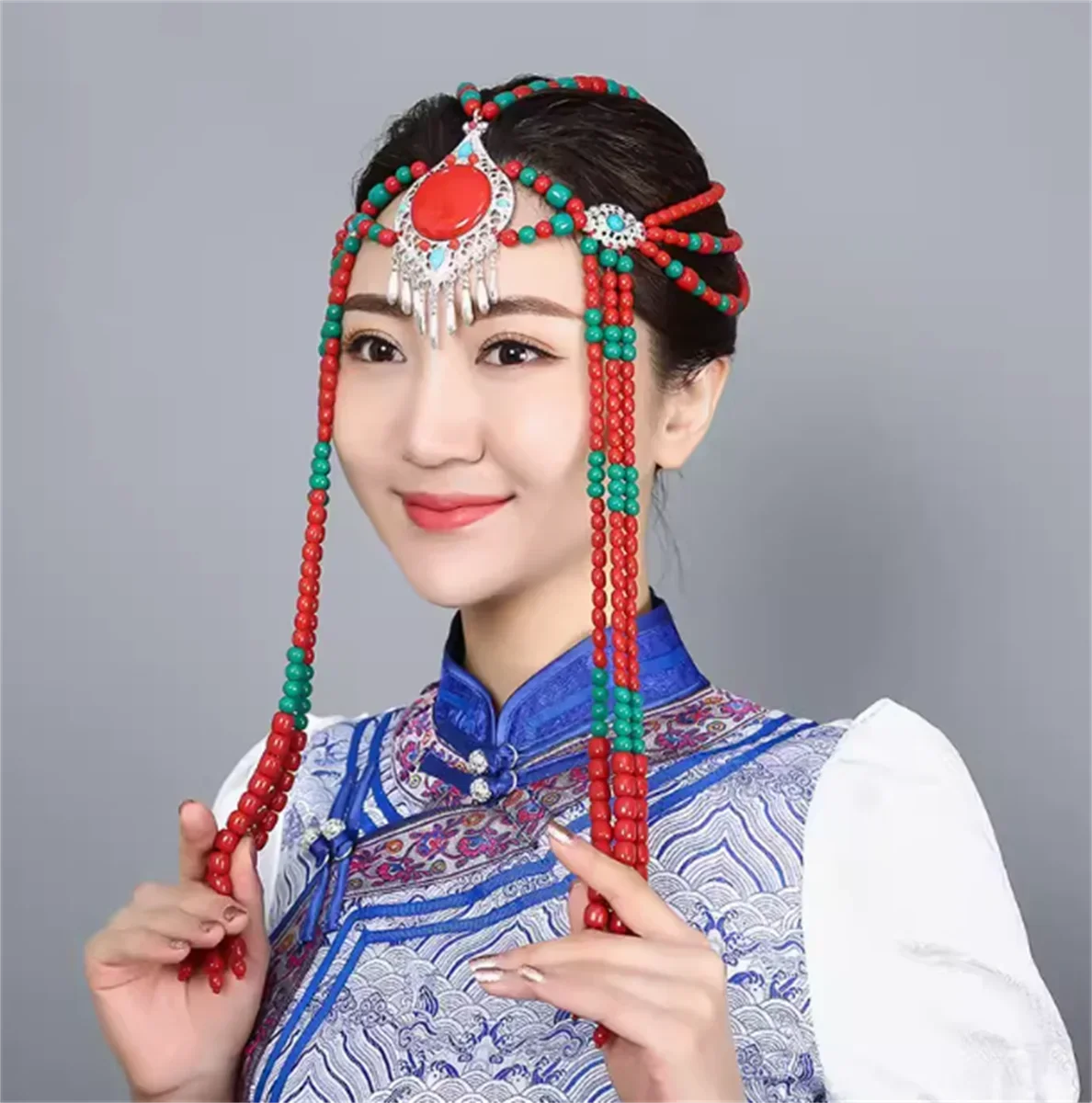 Монгольский женский головной убор чанлю Су ручной работы