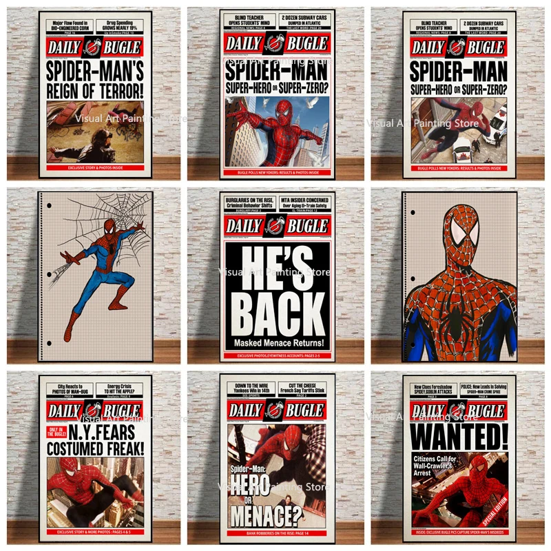 

Marvel Spiderman Posters and Prints Wall Art Canvas Paintings Decoration for Kids Room Bedroom Living Room Home Decor Pictures