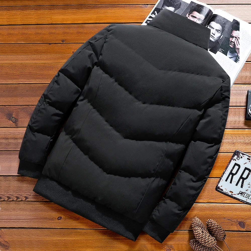 Puffer Jacket Men Stand Collar Autumn Winter Casual Jacket Cotton Padded Coats Thick Warm Streetwear Clothes For Men Fashion