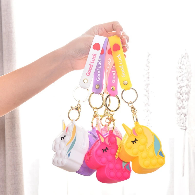 

Unicorn Fidget Toys Anti Stress Pop It Push Bubble Fashion Coin Purse Popit Squeeze Antistress Squishy Kid Gift Toys for Girls