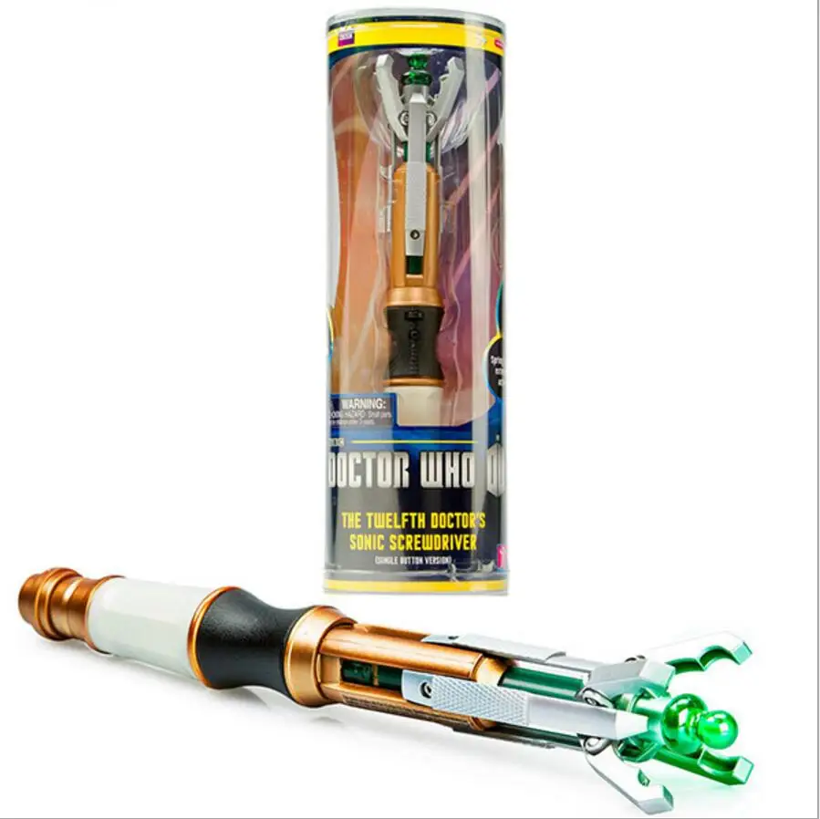 

D.R Who Toy Figures Sonic Screwdriver 12th Official Doctor Who Movie Props Model Glow in the Dark Light Sounds Toys For Children