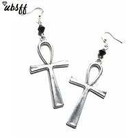 egyptian big ankh cross dangle drop earrings for women vintage fashion statement jewelry minimalist gothic goth accessories