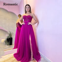 romantic a line tulle prom gowns side high silt sweetheart with beads long evening dress saudi arabia cocktail dress for womem