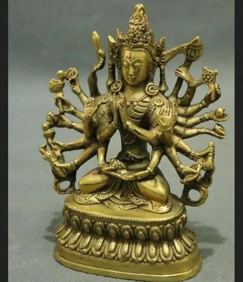 Медная статуя КИТАЙ Тибетский буддизм медный Будда avalokiteshvara экзорцизм