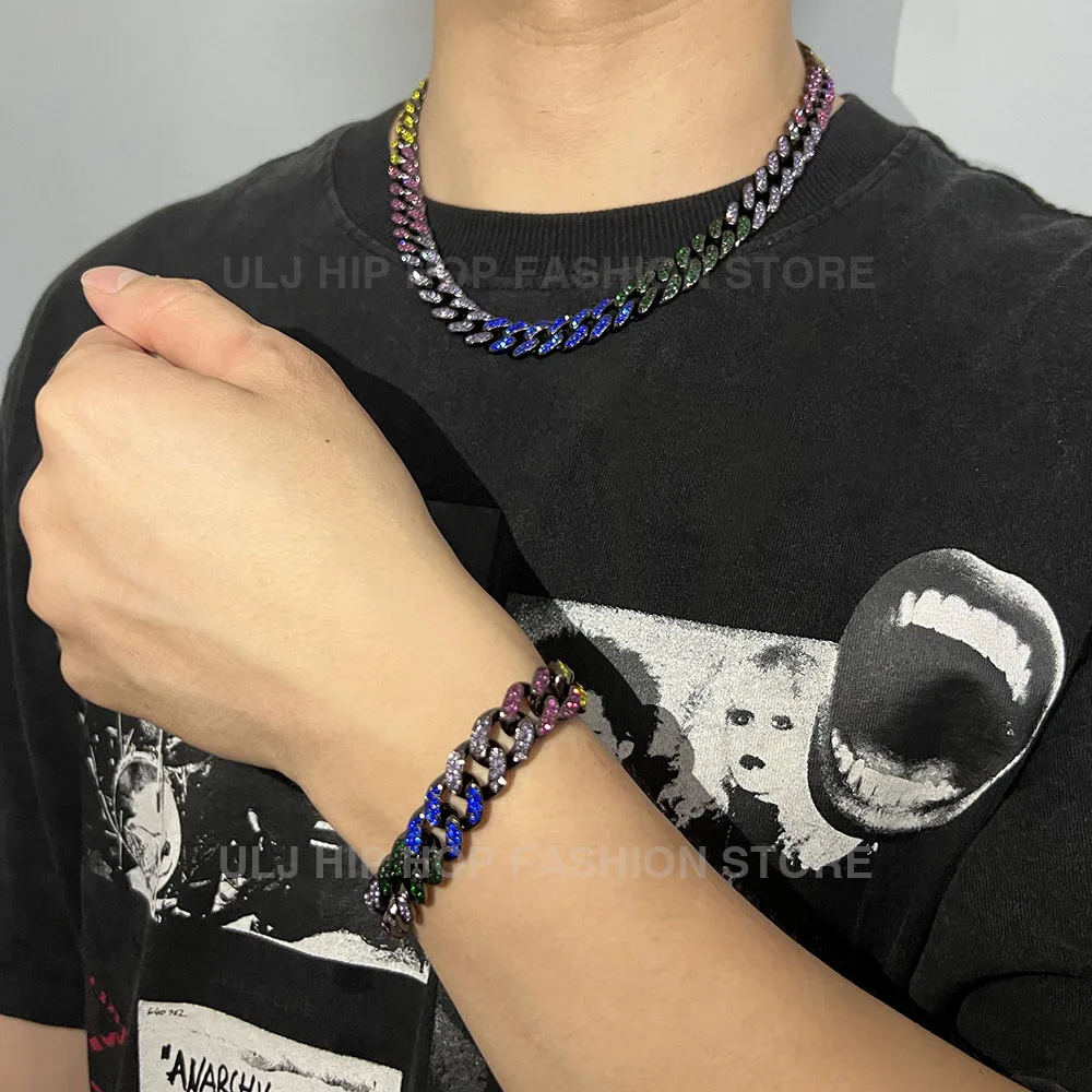 Ожерелье ULJ хип-хоп кубинский из искусственной цепи фиолетовый виноград