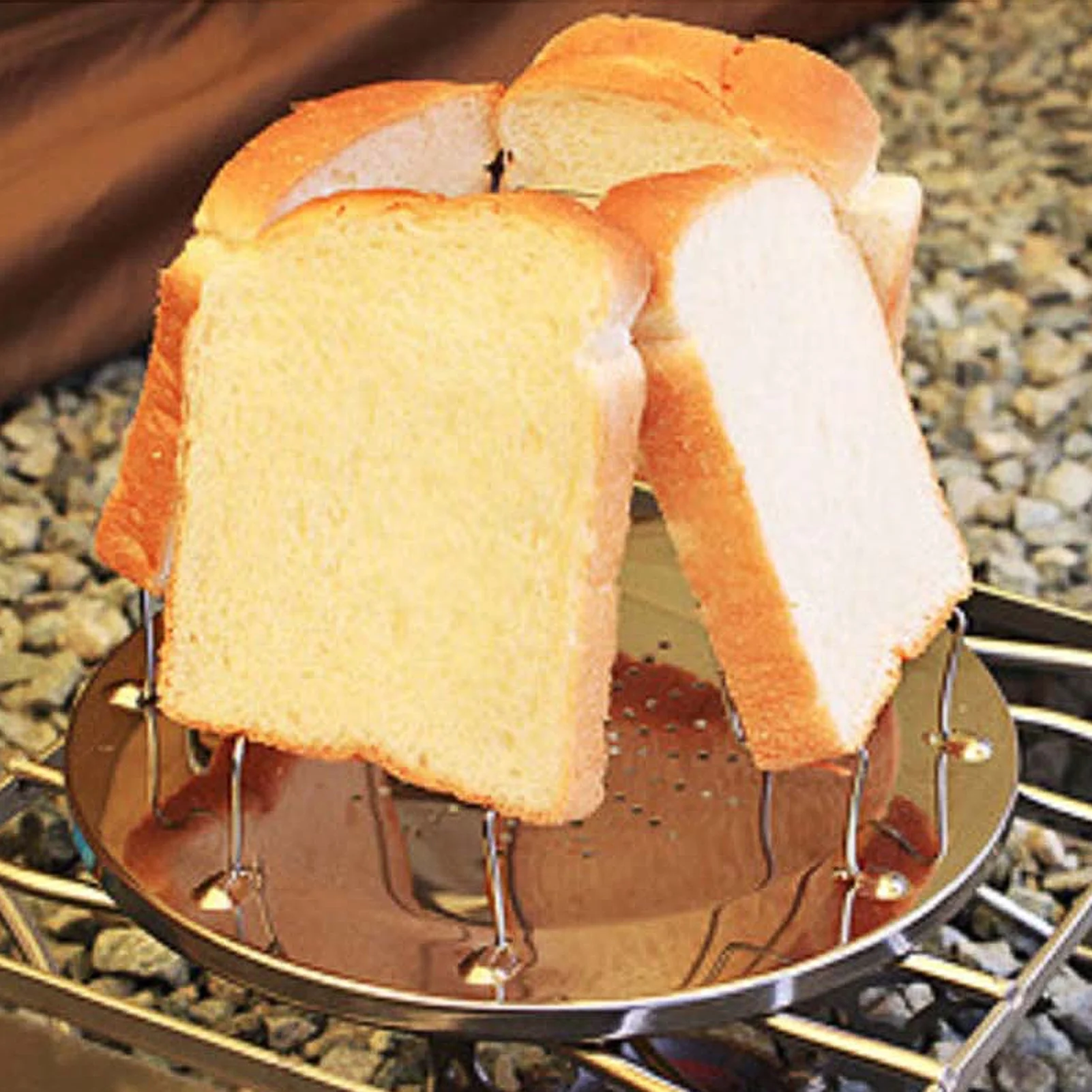 

Folding Simple Stainless Steel Toast Rack Outdoor Portable Camping Toaster Grill 4 Slice Toaster Tray Bread Toaster Holder Rack