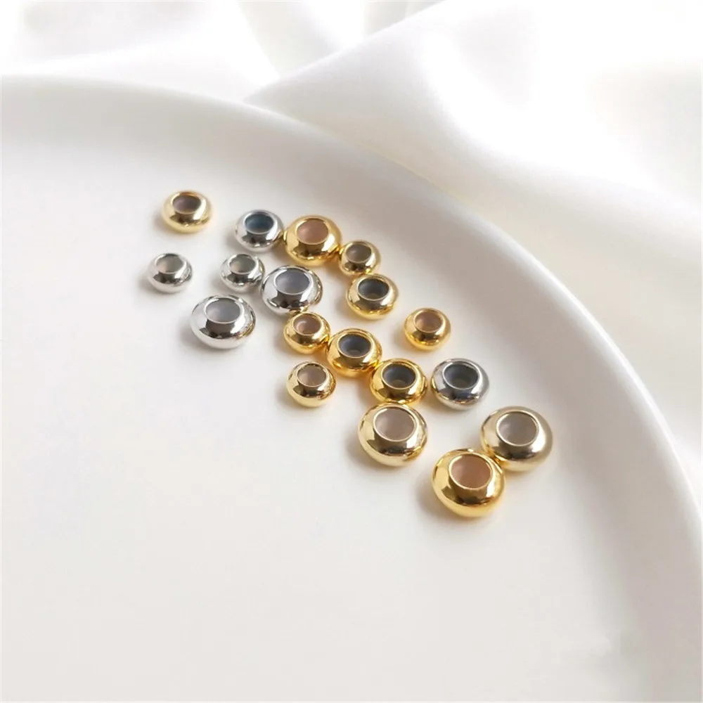 

14K Gold Filled Plated With silica gel wheel bead flat bead positioning bead adjustment bead DIY chain separator bead