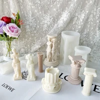 3d roman column scented candle mold silicone diy handmade soap plaster epoxy resin mould home decoration ornaments 2022 new