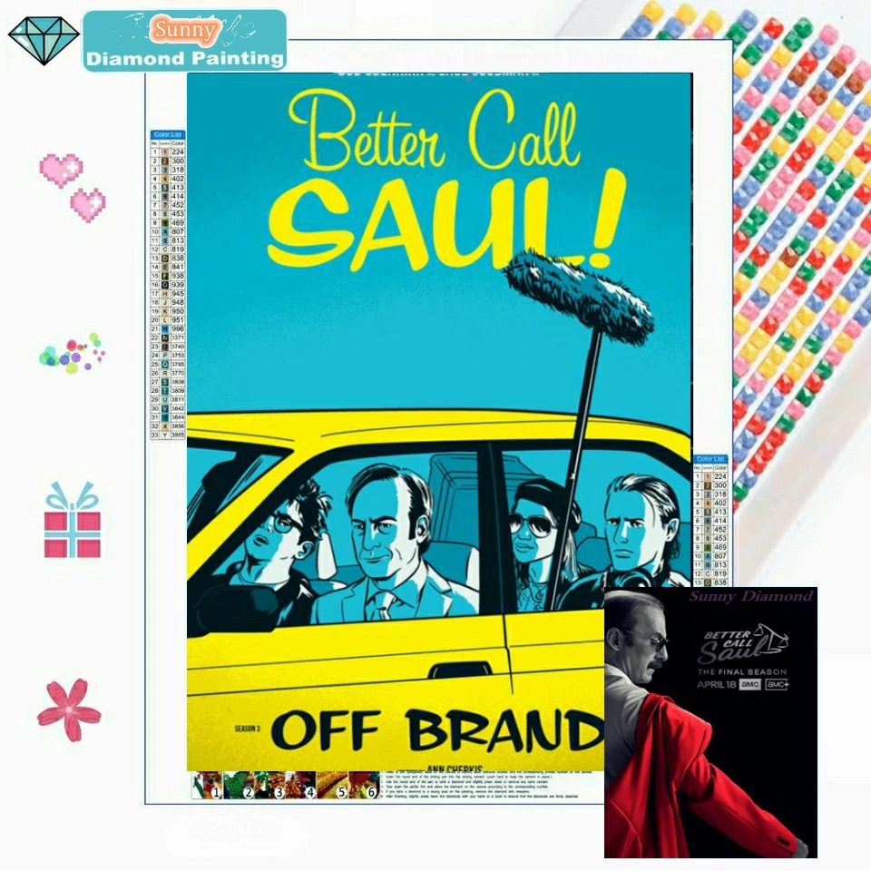 

Better Call Saul Season 6 Diamond Art Painting Tv Play Pictures Puzzles 5D Diy Cross Stitch Kits Drill Home Decor Gift Cuadro