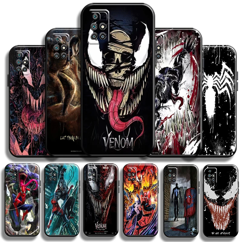 

Marvel Venom Spiderman For Xiaomi Redmi 10 Phone Case Full Protection Black Soft Carcasa Shell Liquid Silicon Funda Cases Cover