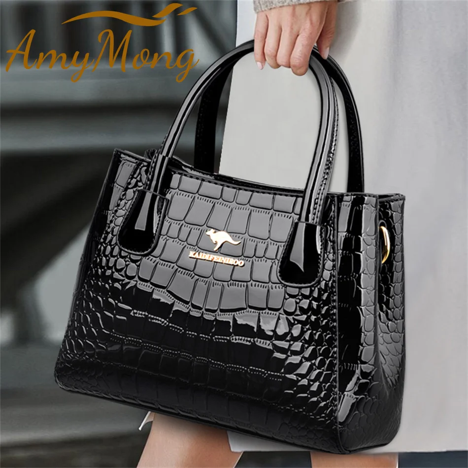 

Luxury Patent Leather Women Bags Designer Crocodile Pattern Handbags Purses Ladies Large Shoulder Crossbody 2023 Tote Sac A Main