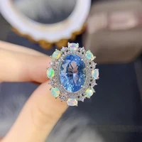 meibapj natural blue topaz and opal fashion flower ring for women real 925 sterling silver fine wedding jewelry