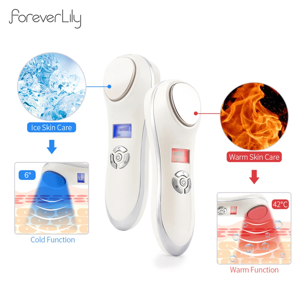 Facial Hot&Cold Vibration Massager Ice Skin Care Cryotherapy Calm Skin Shrink Pores Warm Heating Relax Skin Lifting Device