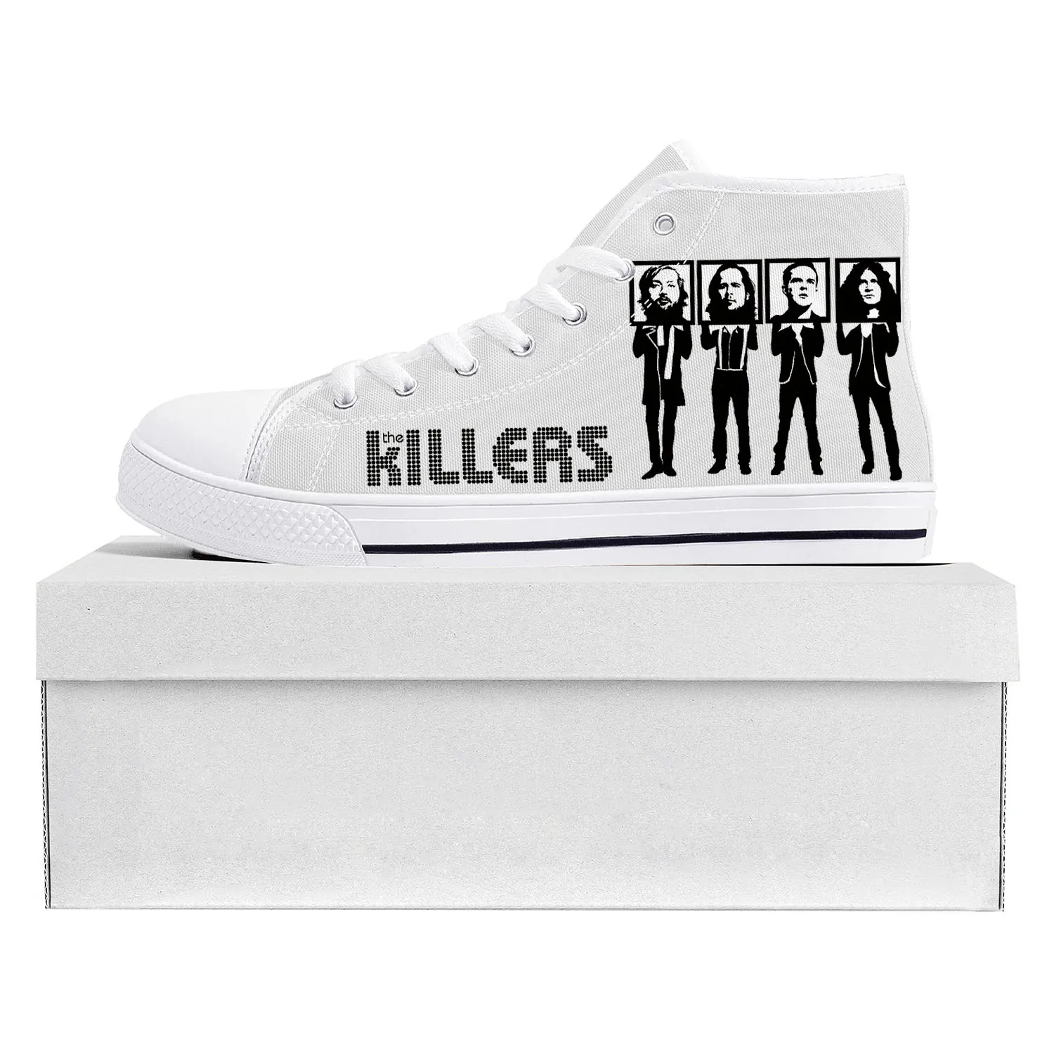 The Killers Rock Band High Top High Quality Sneakers Mens Womens Teenager Canvas Sneaker Casual Couple Shoes Custom Shoe White