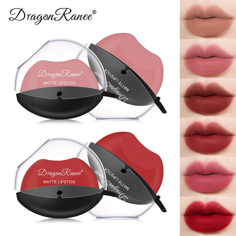 

Matte Velvet Lip-shaped Lipstick Temperature Change Lazy Lip Sticks Waterproof Nonstick Cup Lipgloss For Makeup Wholesale
