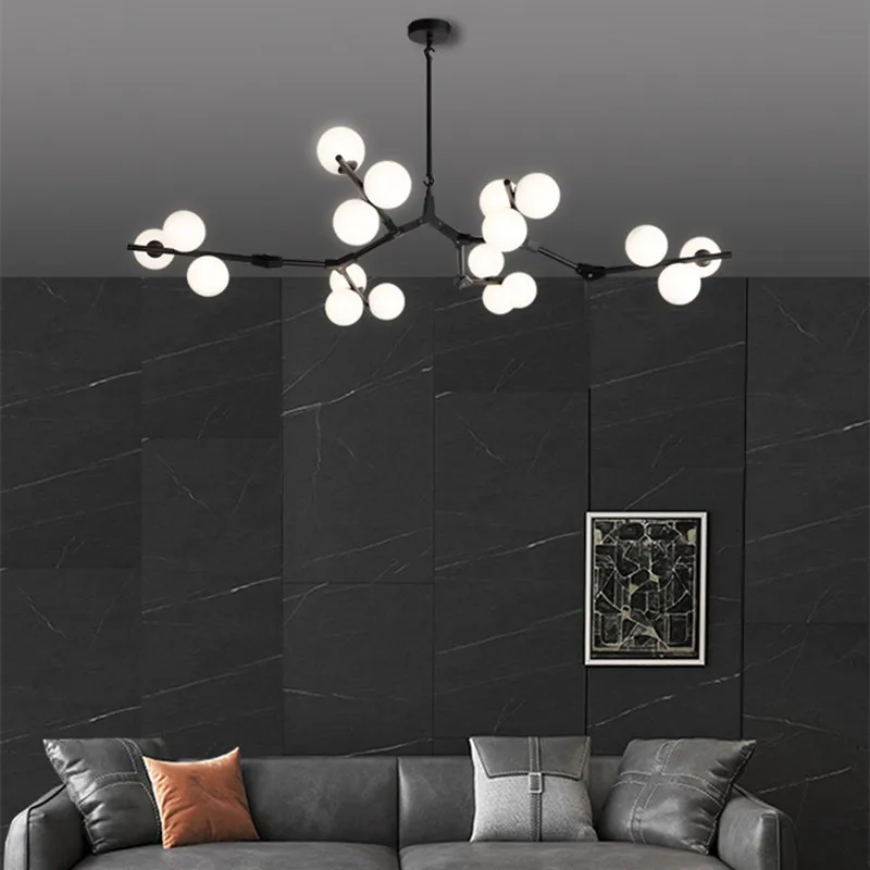 

Nordic LED Chandelier Tree Branches Glass Balls Molecular Design Living Room Dining Decor Bedroom Pendant Lighting Fixtures