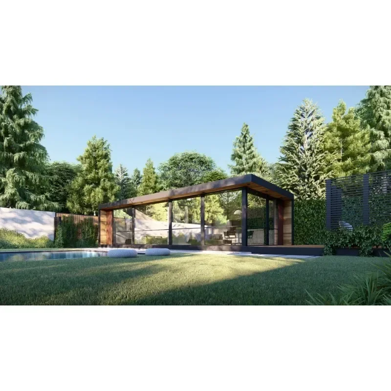 Holz uy Stil profession elle zarte Design Outdoor Luxus Wohnzimmer Flachdach Licht Stahlhaus