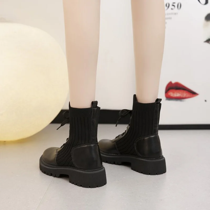 2022 New Autumn/Winter Women Shoes Cow Leather Round Toe Low Heel Boots Women Casual Short Boots for Women Female Modern Boots