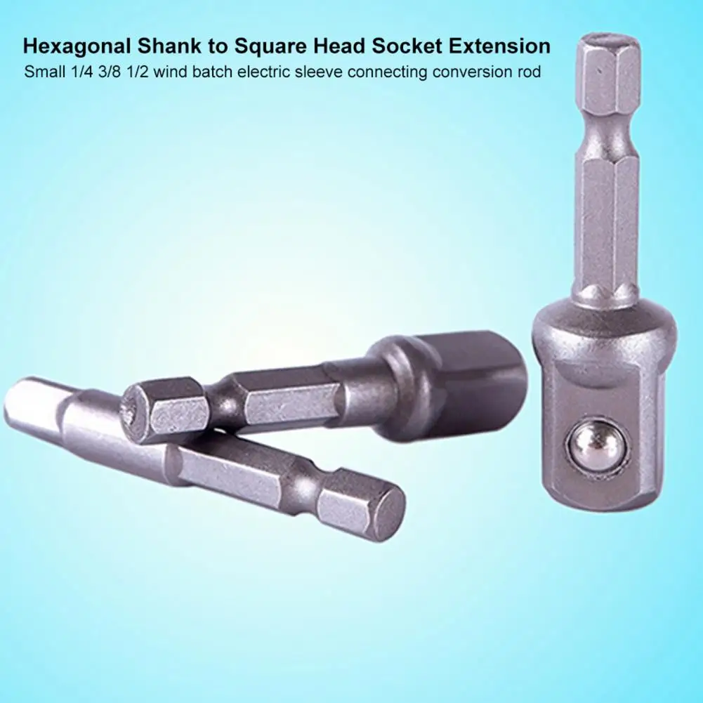 

3pcs Drill Socket Adapter For Impact Driver W/ Hex Shank To Square Socket Drill Bits Bar Extension Bit Set