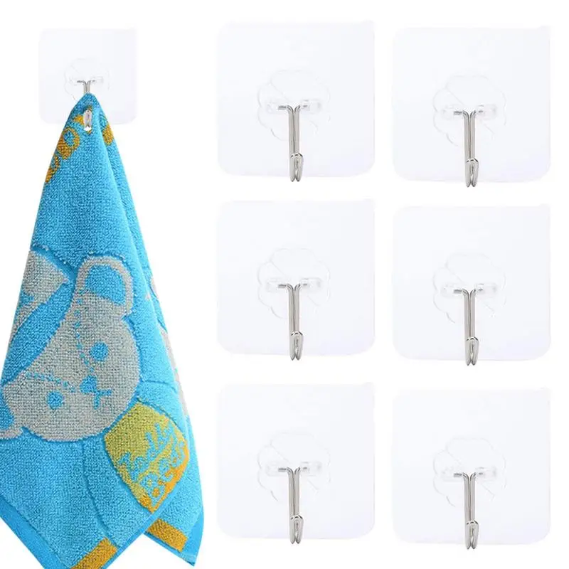 

6PCS Seamless Hooks Strong Transparent Suction Cup Sucker Wall Hooks Hanger Punch-free Strong Adhesive For Kitchen Bathroom