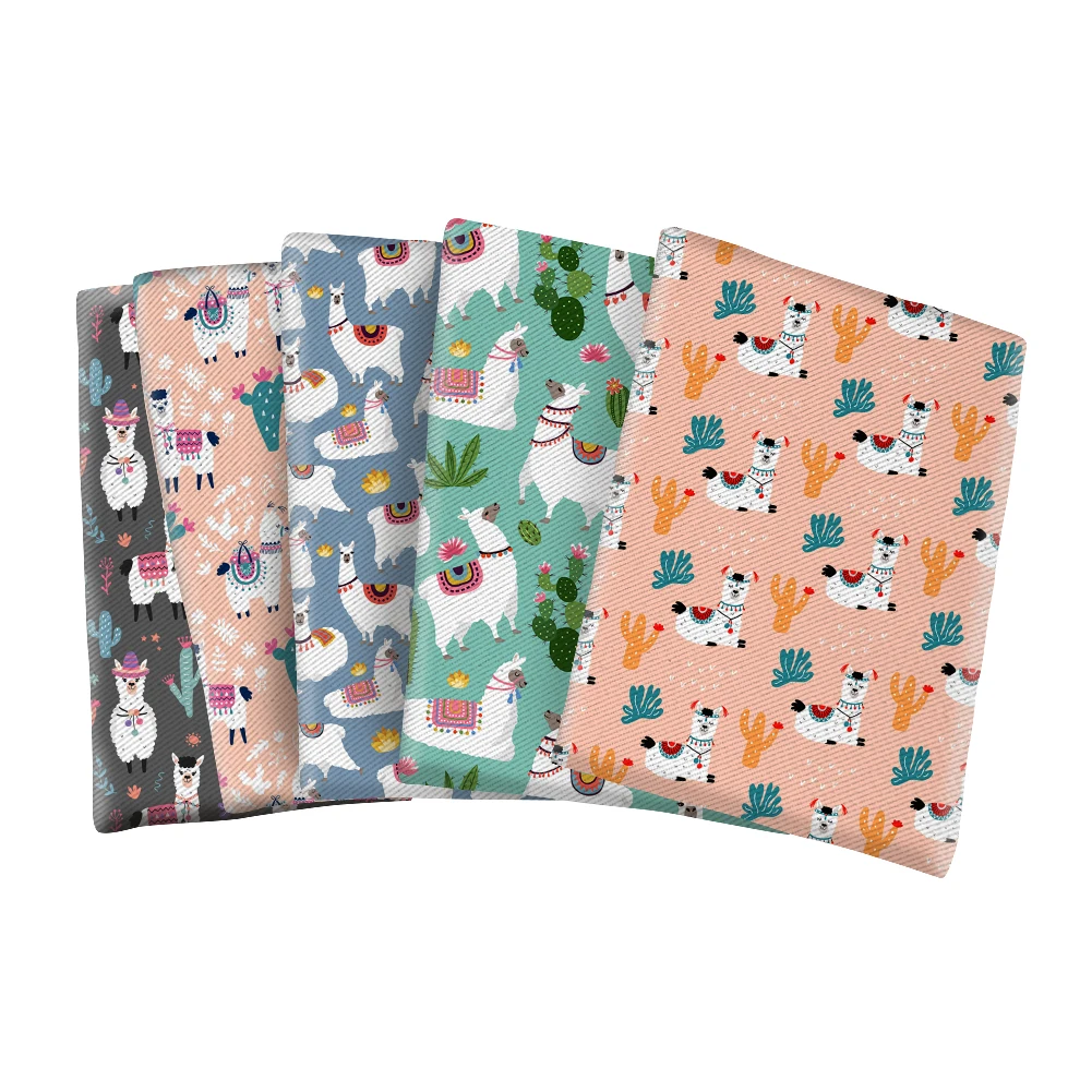 

Polyester Cotton Cute Cartoon Alpaca Fabric for Kids Clothes Hometextile Curtain Cushion Cover DIY 50*145CM
