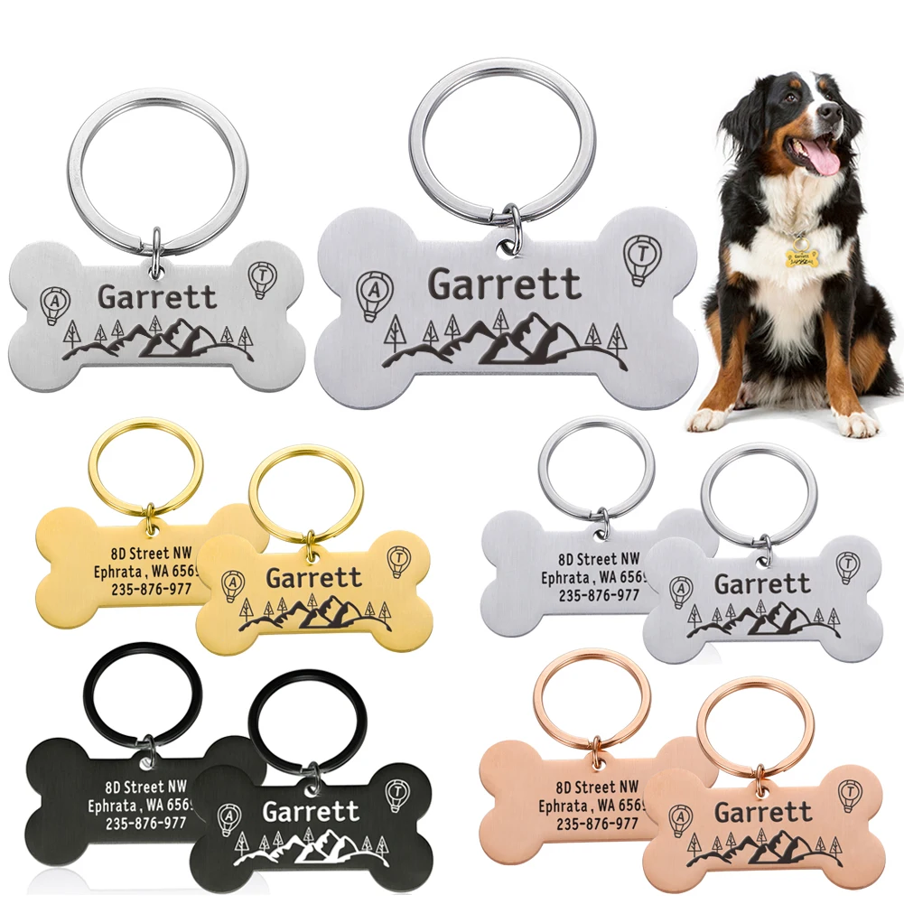 

Two Sides Personalized Pet ID Tag Dog Collar Engraved Pet ID Name Address Phone Anti-lost for Cat Puppy Dog Collar Tag Pendant