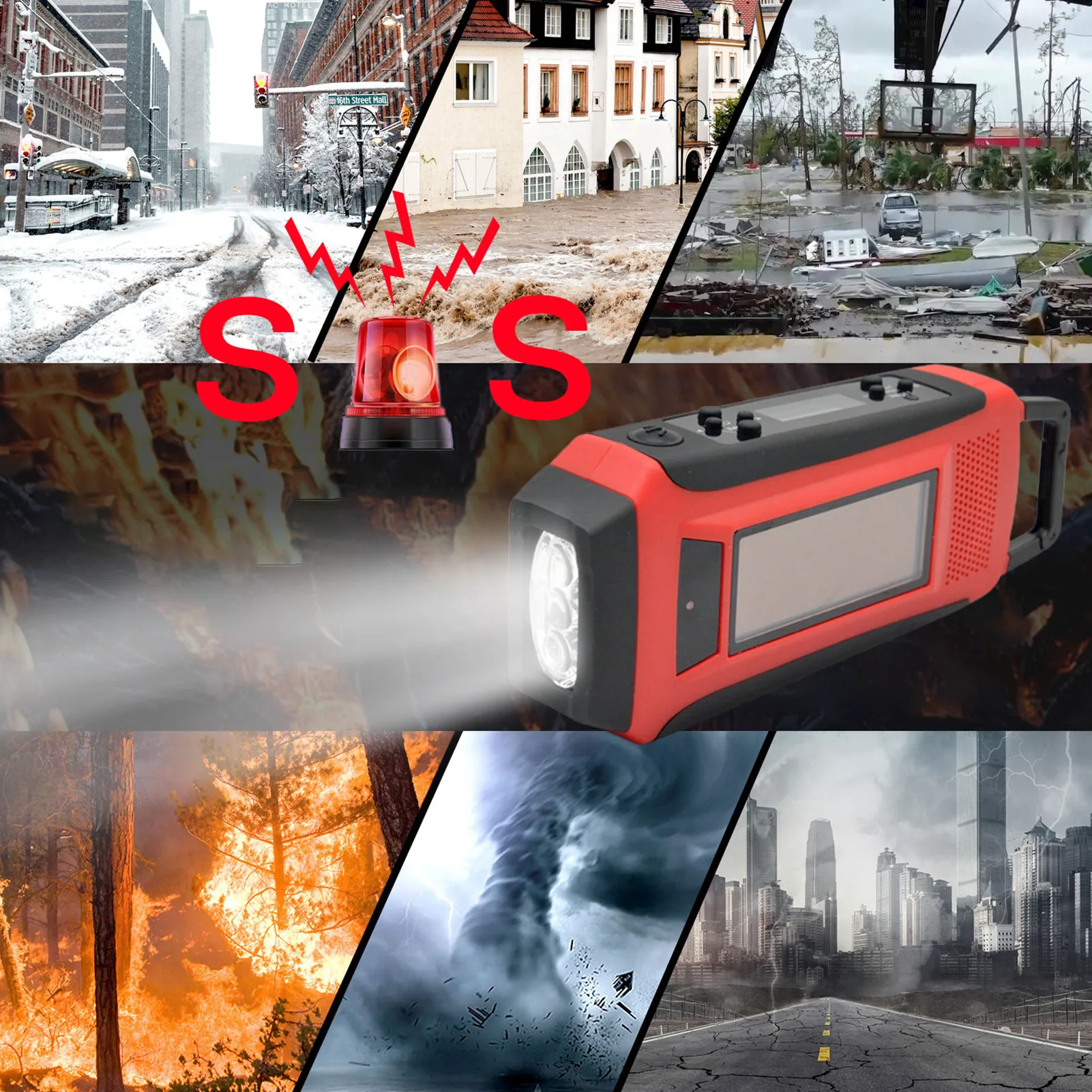 

Weather Solar Radio Emergency Hand Crank Radio NOAA/AM/FM 1200mAh Power Bank Flashlight Survival Gear For Outdoor Emergencies