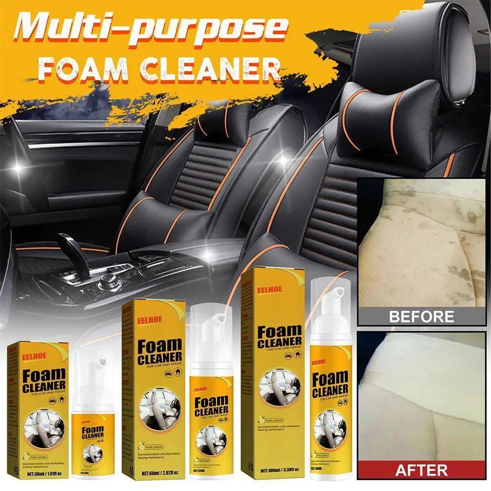 30/100ML Multi-Purpose Foam Cleaner Leather Clean Wash Spray Foam Interior Wash Home Surfaces Automoive Cleaner Maintenance L7C9