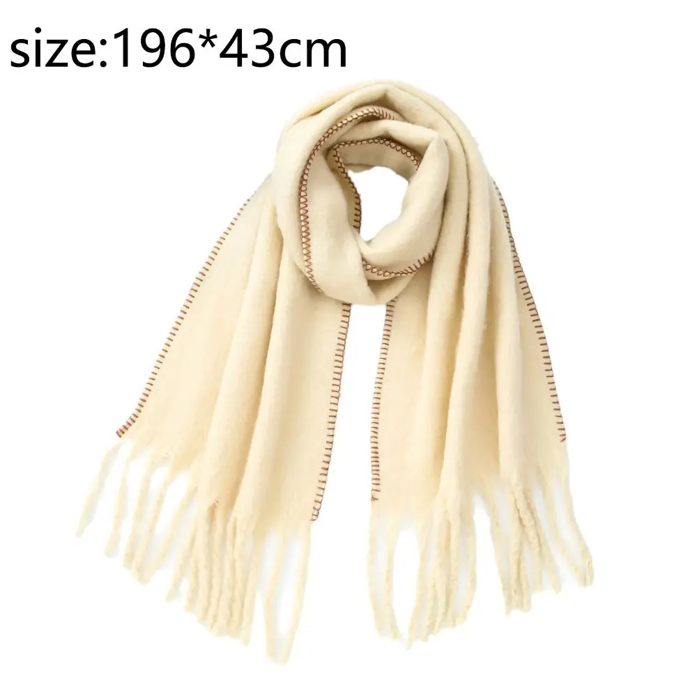 Кашемировый зимний вязаный шарф с кисточками универсальные теплые зимние