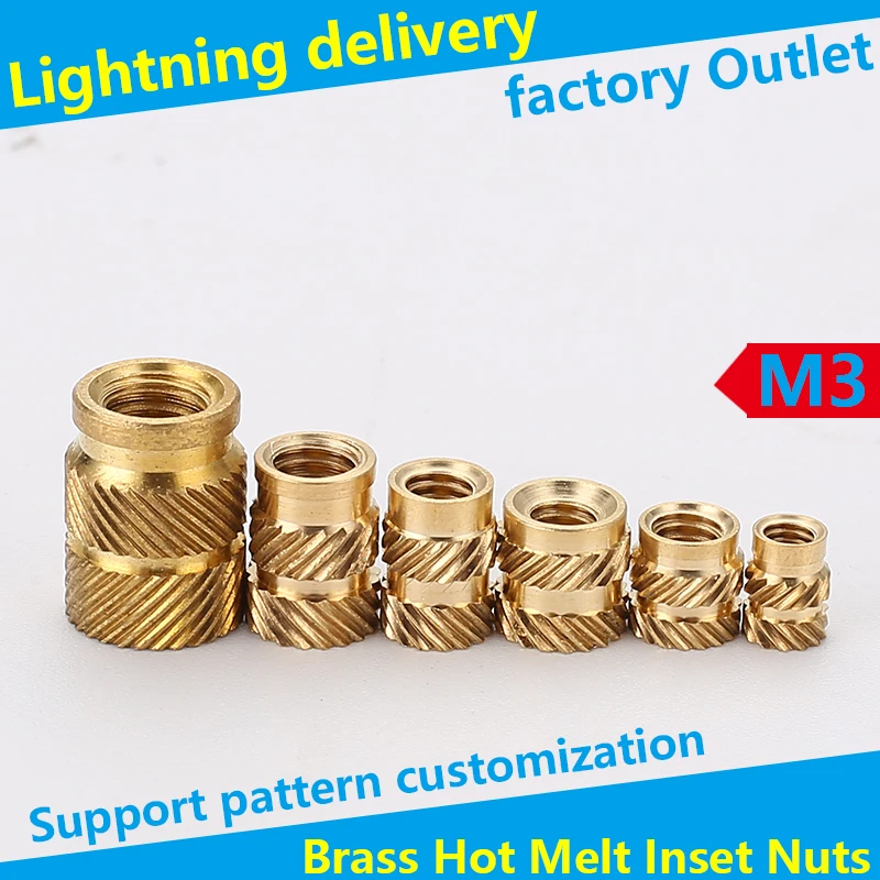 

Brass Heat Set Insert Nuts M3x4.6x4.0, 2000 pieces