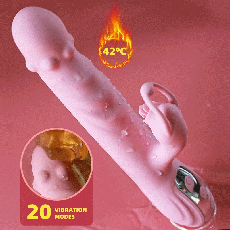 

20 Speeds Heating Telescopic Vibrator with Tongue Licking Masturbator Vaginal Massager Clitoris Lick Stimulation Dildo Sex Toys