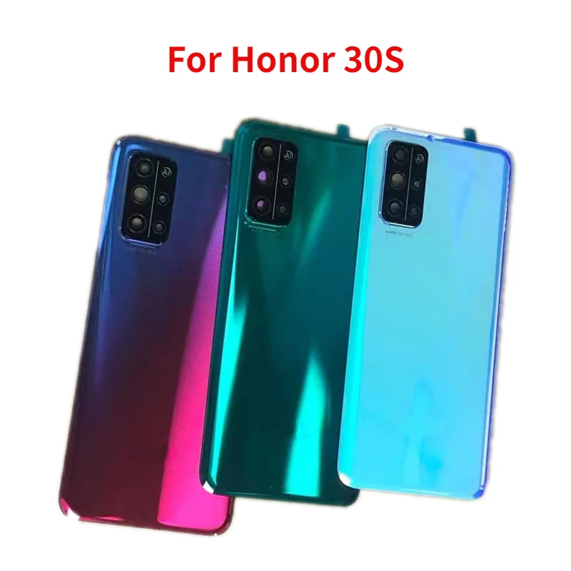 

Original Back Glass For Huawei Honor 30S CDY-AN90 AN95 Back Battery Cover Rear Door Panel Housing Case with Camera lens