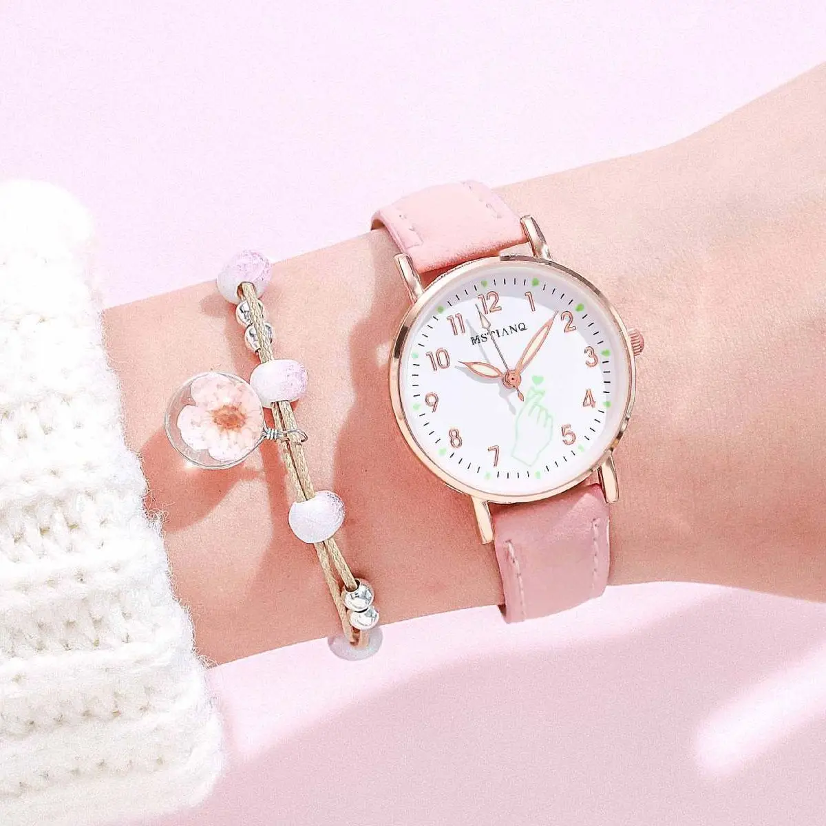 

Women Watches Casual Cute Small Dial Ladies Watch Luminous Set New Fashion Female Wristwatch Bracelet Finger Heart
