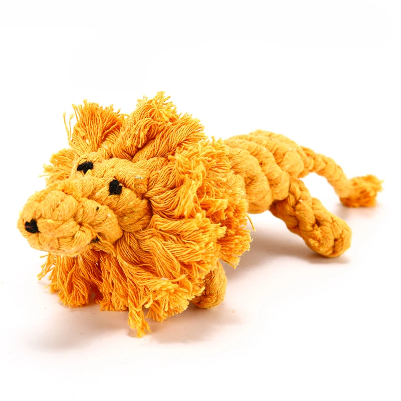 

Pet dog toys, handmade cotton rope chew lion-shaped durable braided for pet teeth cleaning and grinding