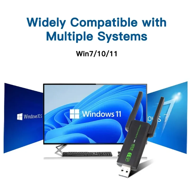 Wi-Fi USB AC650 Адаптер Двухдиапазонная беспроводная сетевая карта USB2.0 Приемник с